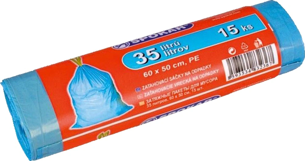 Sáčky do koše 30L 50x60/ 15mi zatah.15ks modré