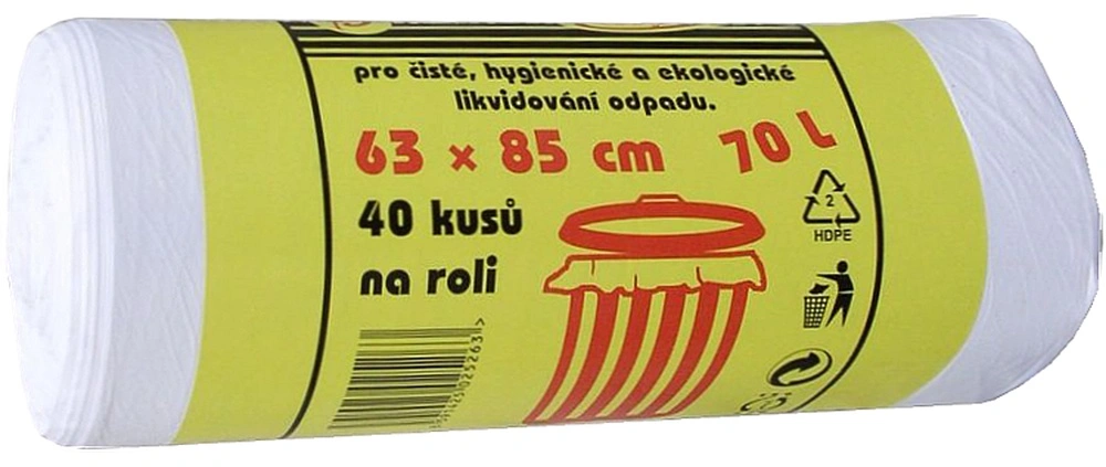 Sáčky do koše 70L 63x85/ 8mi 40ks bílé