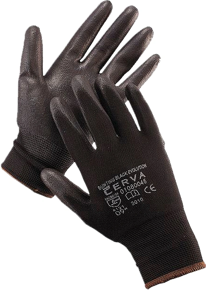 Textilní rukavice polomáčené č.10/XL černé