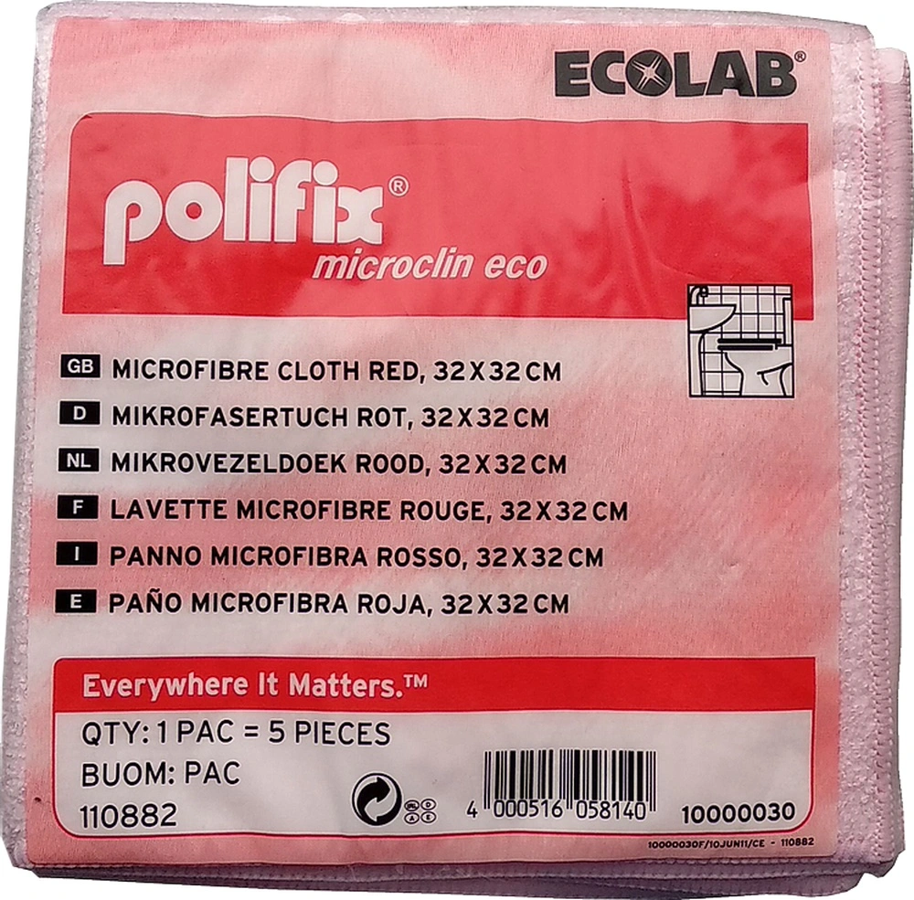 Utěrka mikro Ecolab ECO červená toalety 5ks