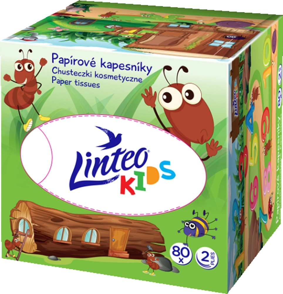 Papírové kapesníky krabice dětské Linteo 2vrstvé 80ks