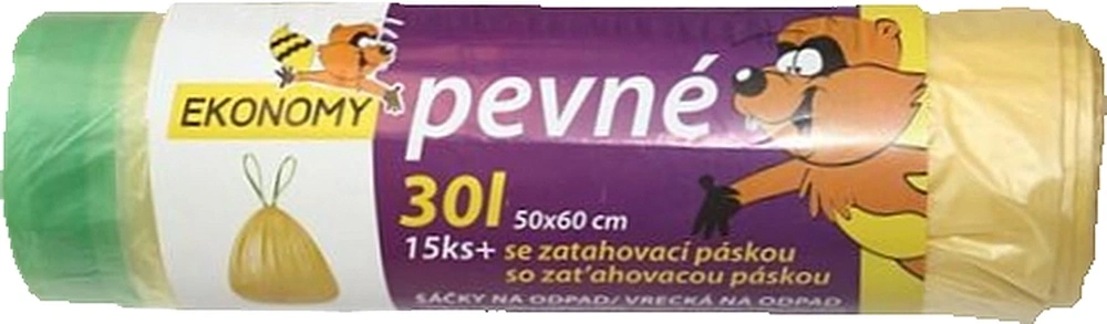 Sáčky do koše 30L 50x60/ 10mi zatah.15ks bílé