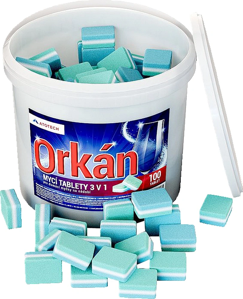 Orkán tablety do myčky 3v1 100ks kyblík 2kg